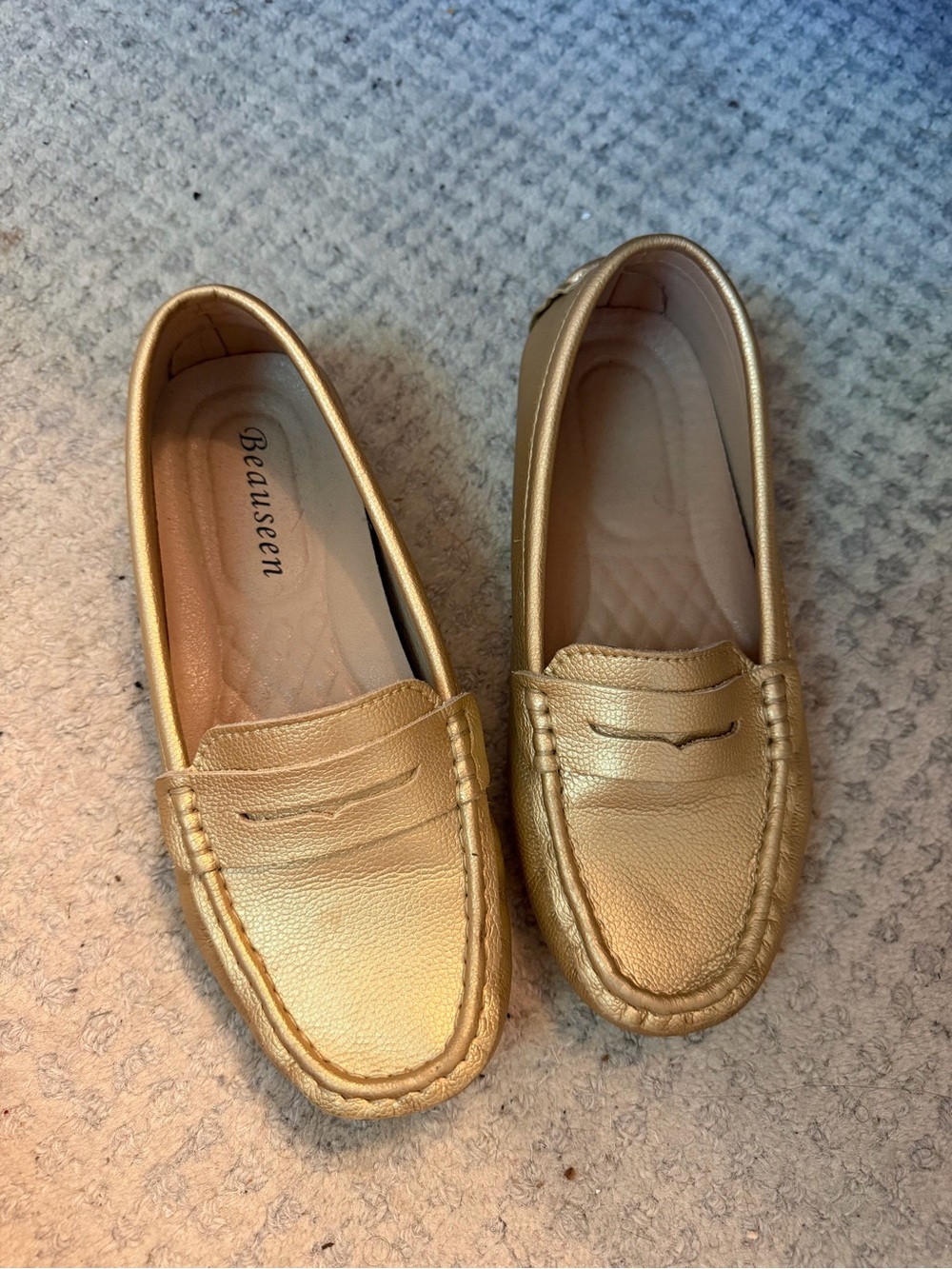 Metallic Gold Driving Loafers Moccasins